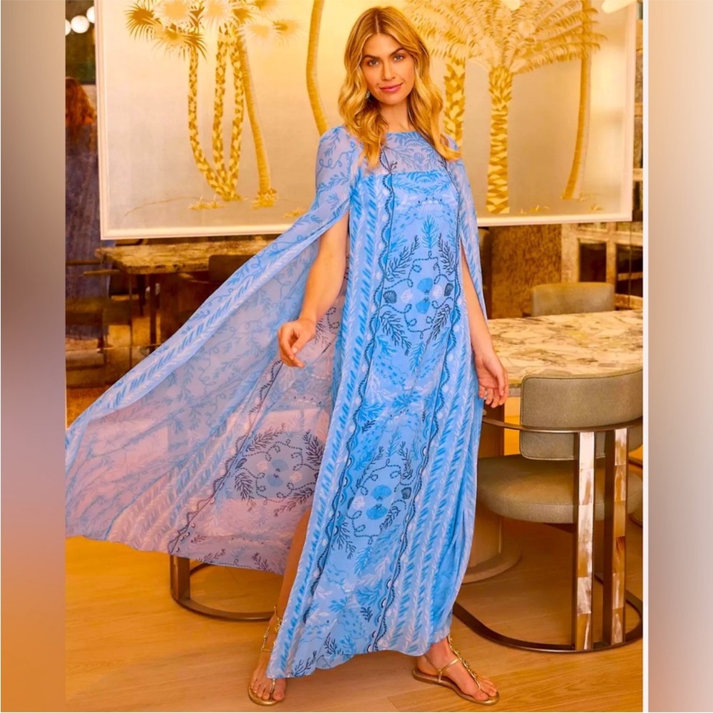 Lilly Pulitzer Blue and Pink Maxi Dress